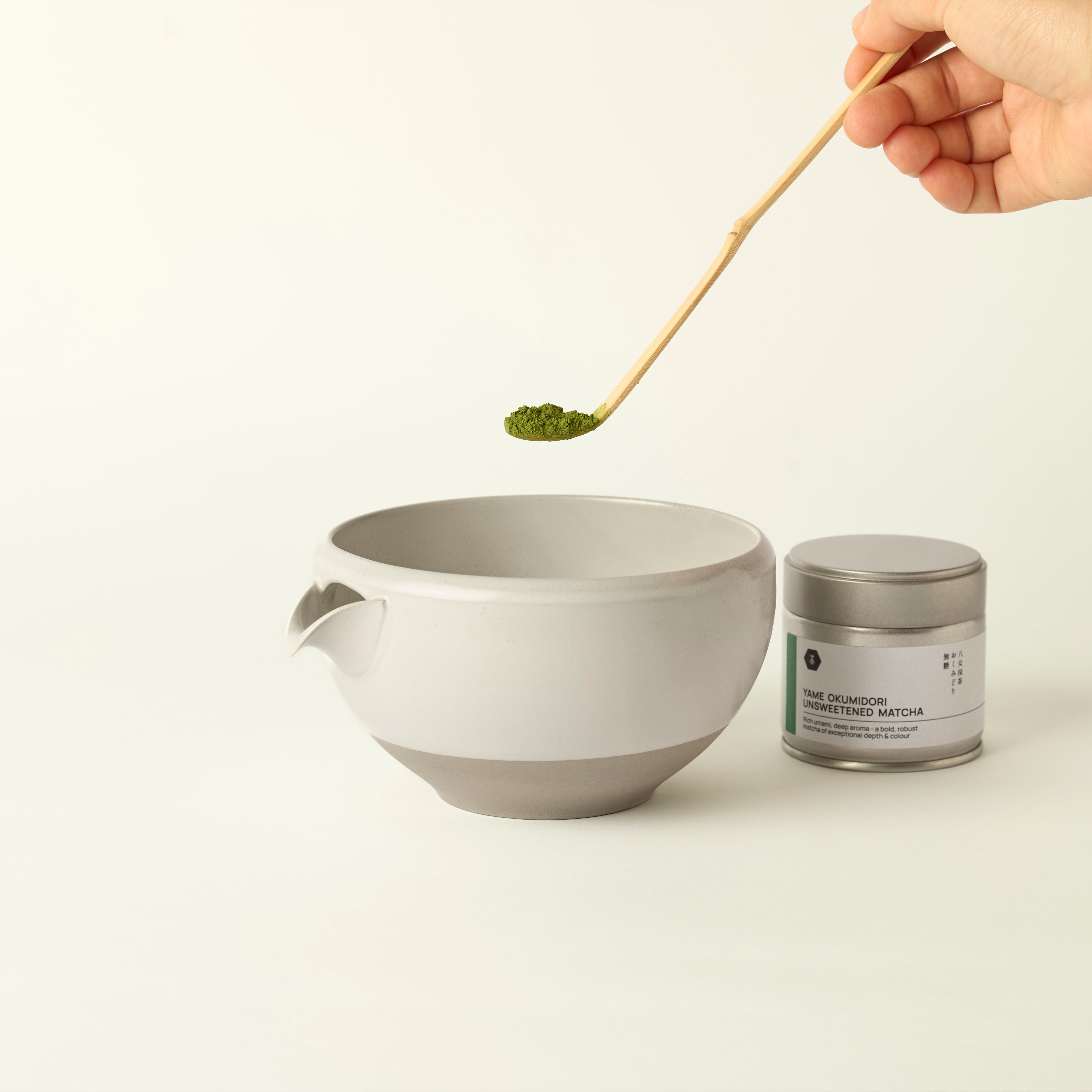 MATCHADO Katakuchi Matcha Bowl (White) - Easy Whisking & Precise Pouring - Authentic Stoneware