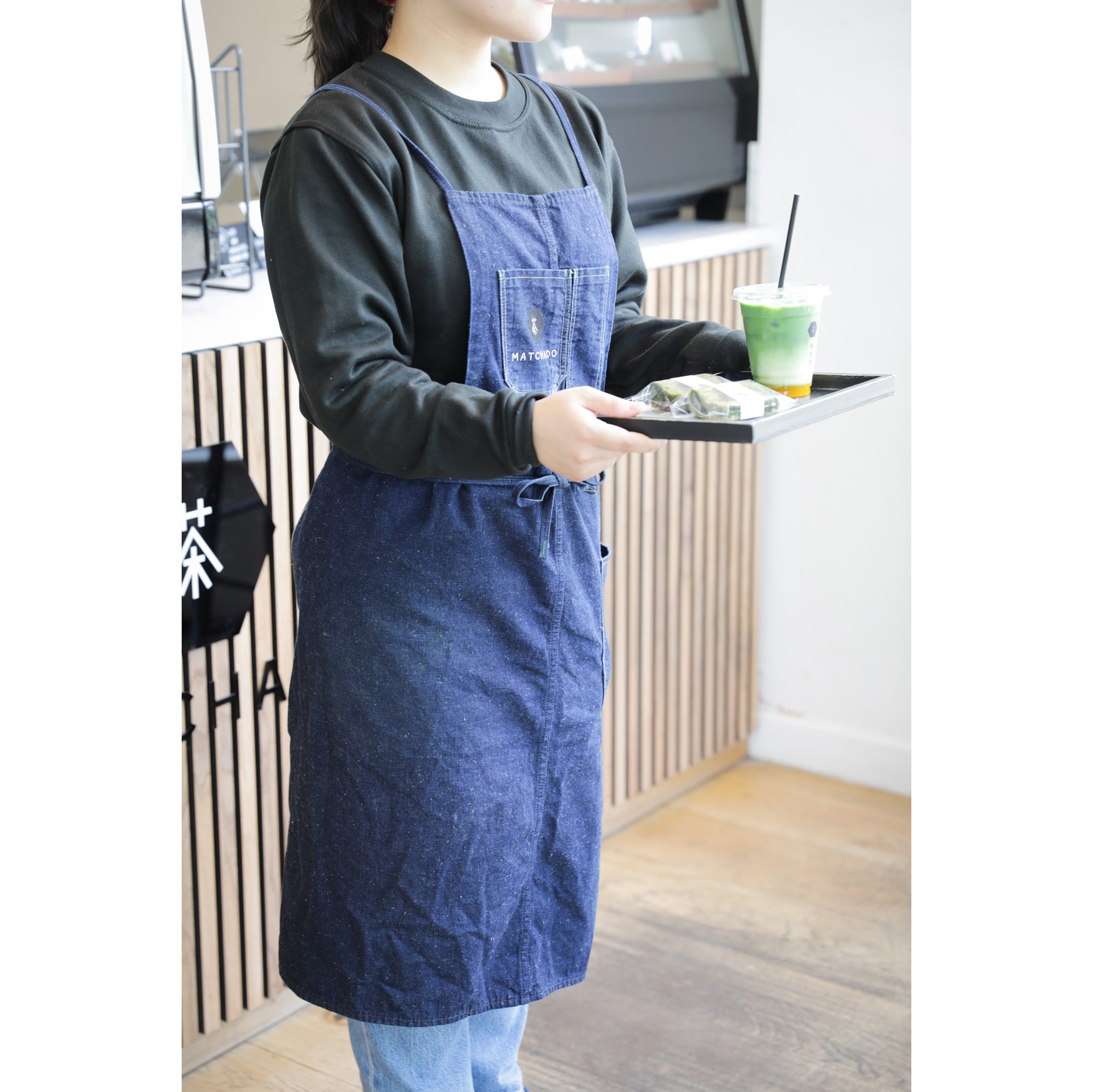 MATCHADO Japanese Denim Apron - Handmade in Okayama - Durable & Timeless Fade. With Matcha