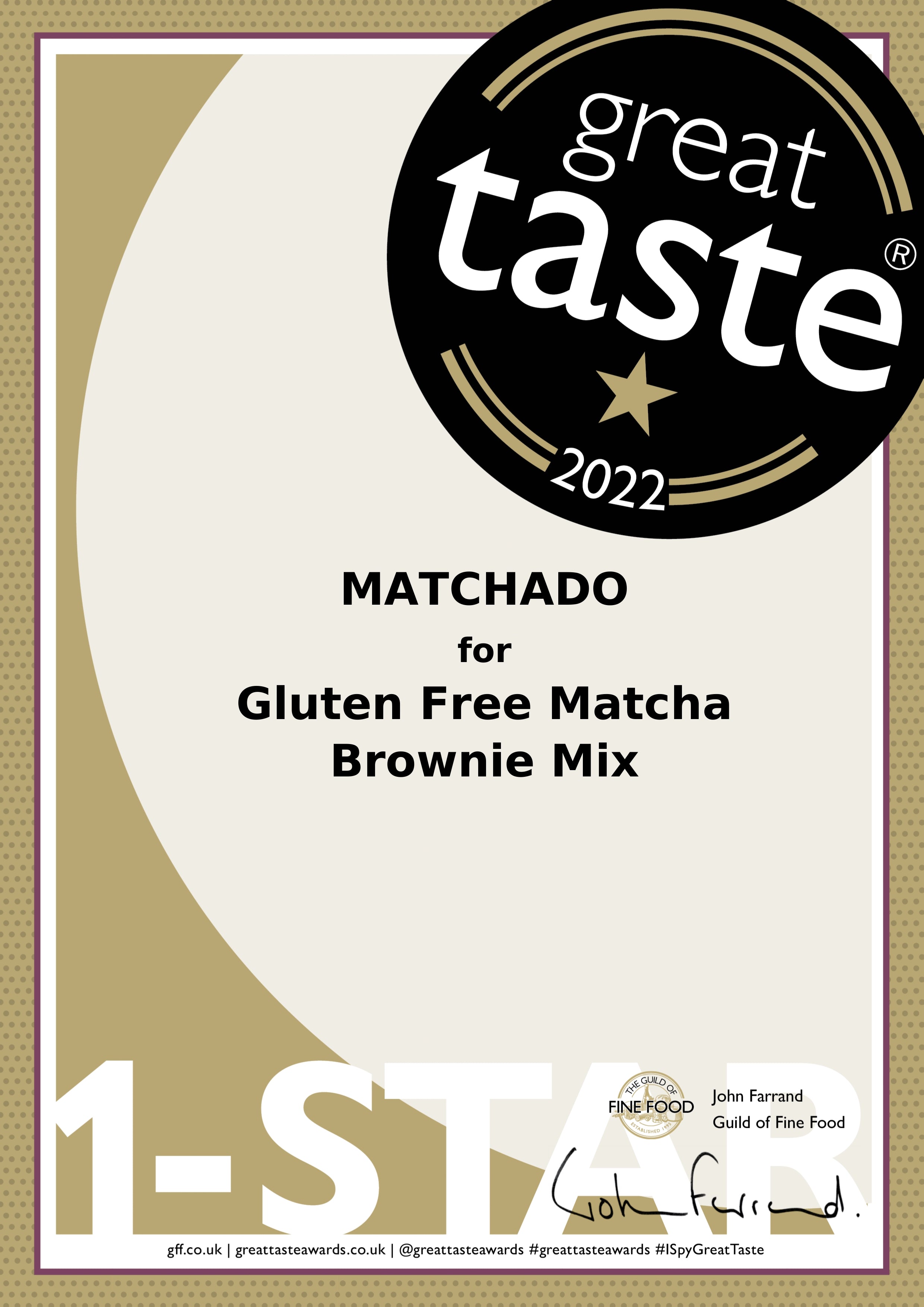 MATCHADO Gluten-Free Matcha Brownie Mix - Great Taste Award 2022 - Bake-at-Home Kit
