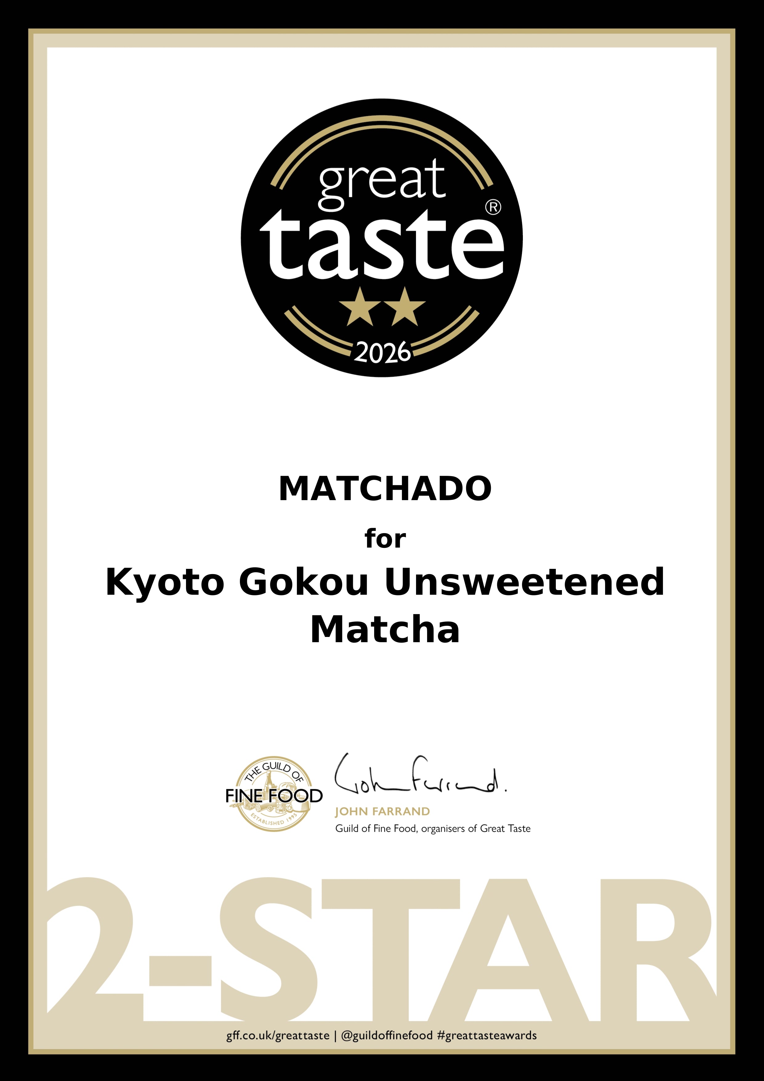 MATCHADO Kyoto Gokou Unsweetened Matcha - Great Taste Award Winner 2026 - Single Origin - Rich Umami & Velvety Texture