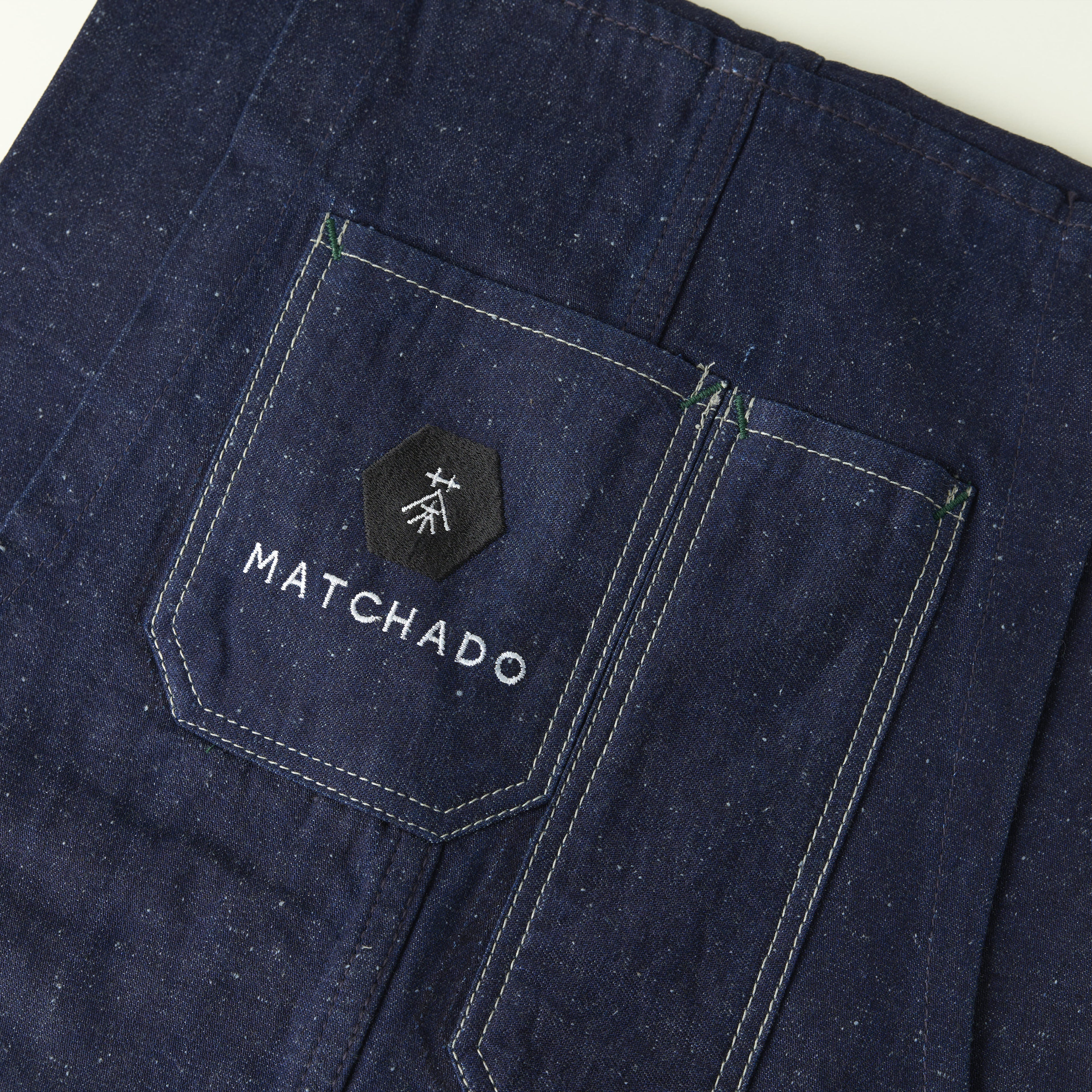 Close-up of a denim pocket with &