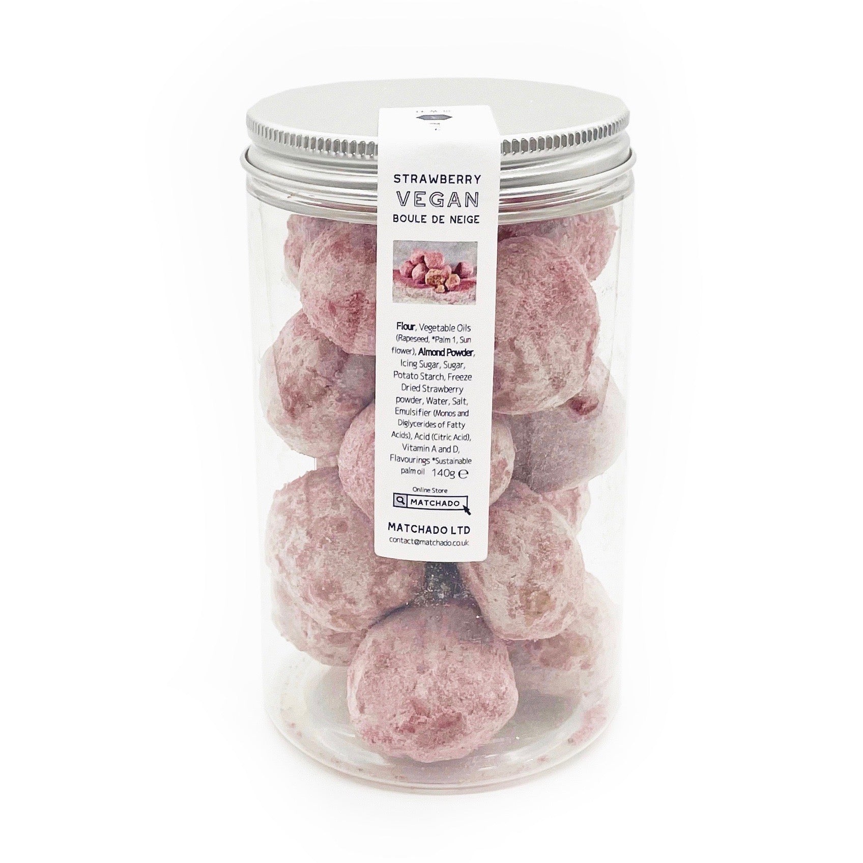 Vegan Boule De Neige Biscuits - Strawberry