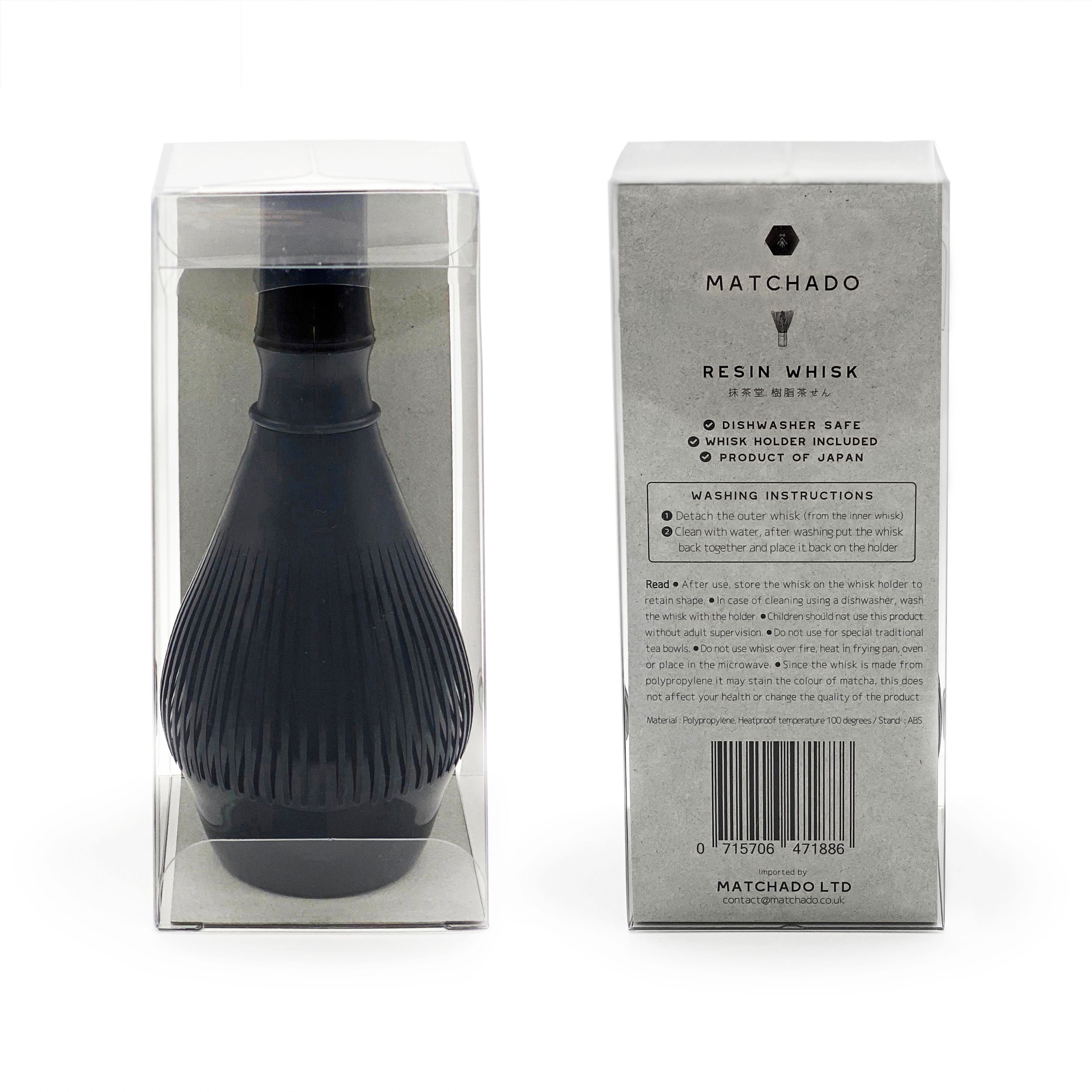MATCHADO Black Resin Whisk with Holder