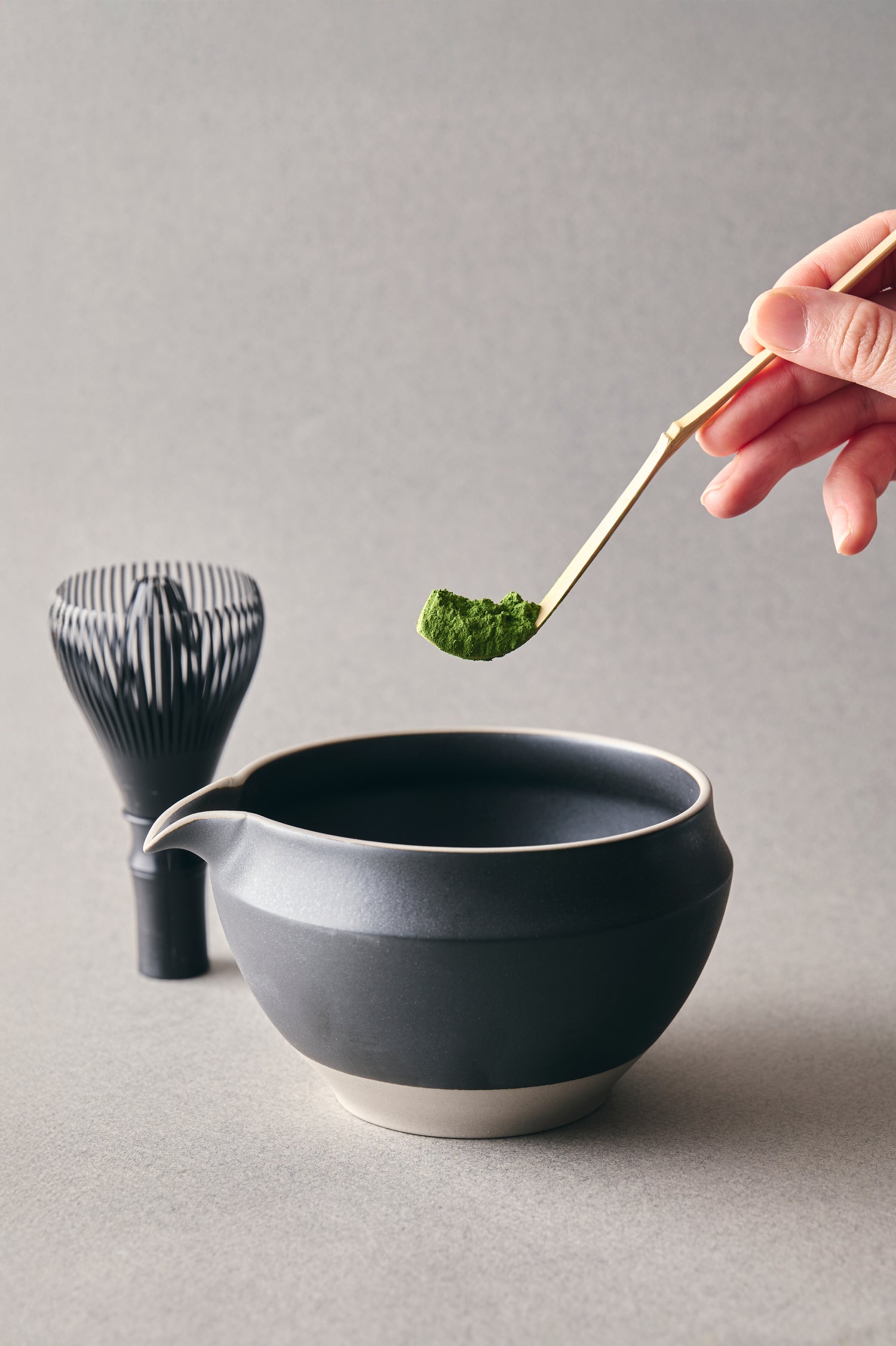 MATCHADO Katakuchi Matcha Bowl (Black) - Easy Whisking &amp; Precise Pouring - Authentic Stoneware