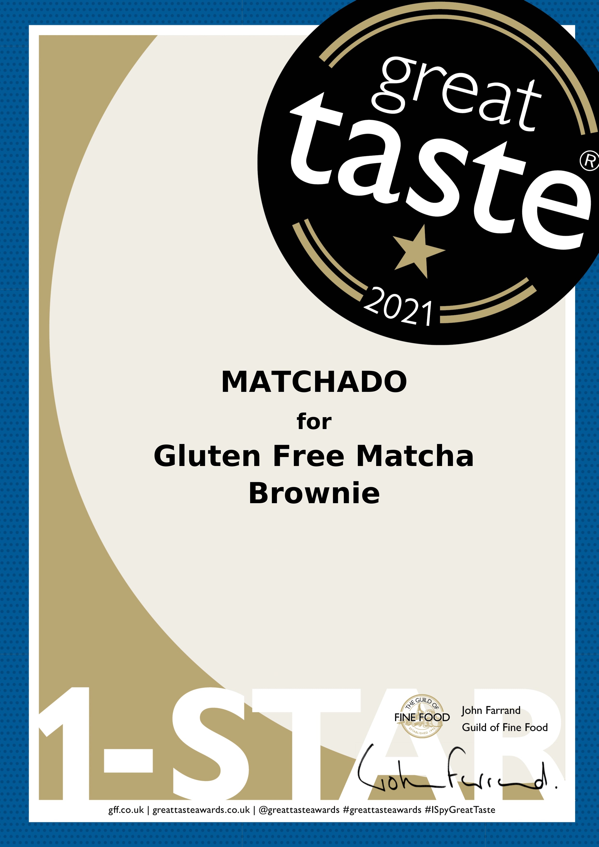 MATCHADO Gluten-Free Matcha Brownie - Dark Chocolate (Wholesale) - Great Taste Award Winner 2021 | 9 pcs per Pack