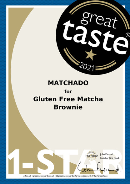 MATCHADO Gluten-Free Matcha Brownie - Dark Chocolate (Wholesale) - Great Taste Award Winner 2021 | 9 pcs per Pack