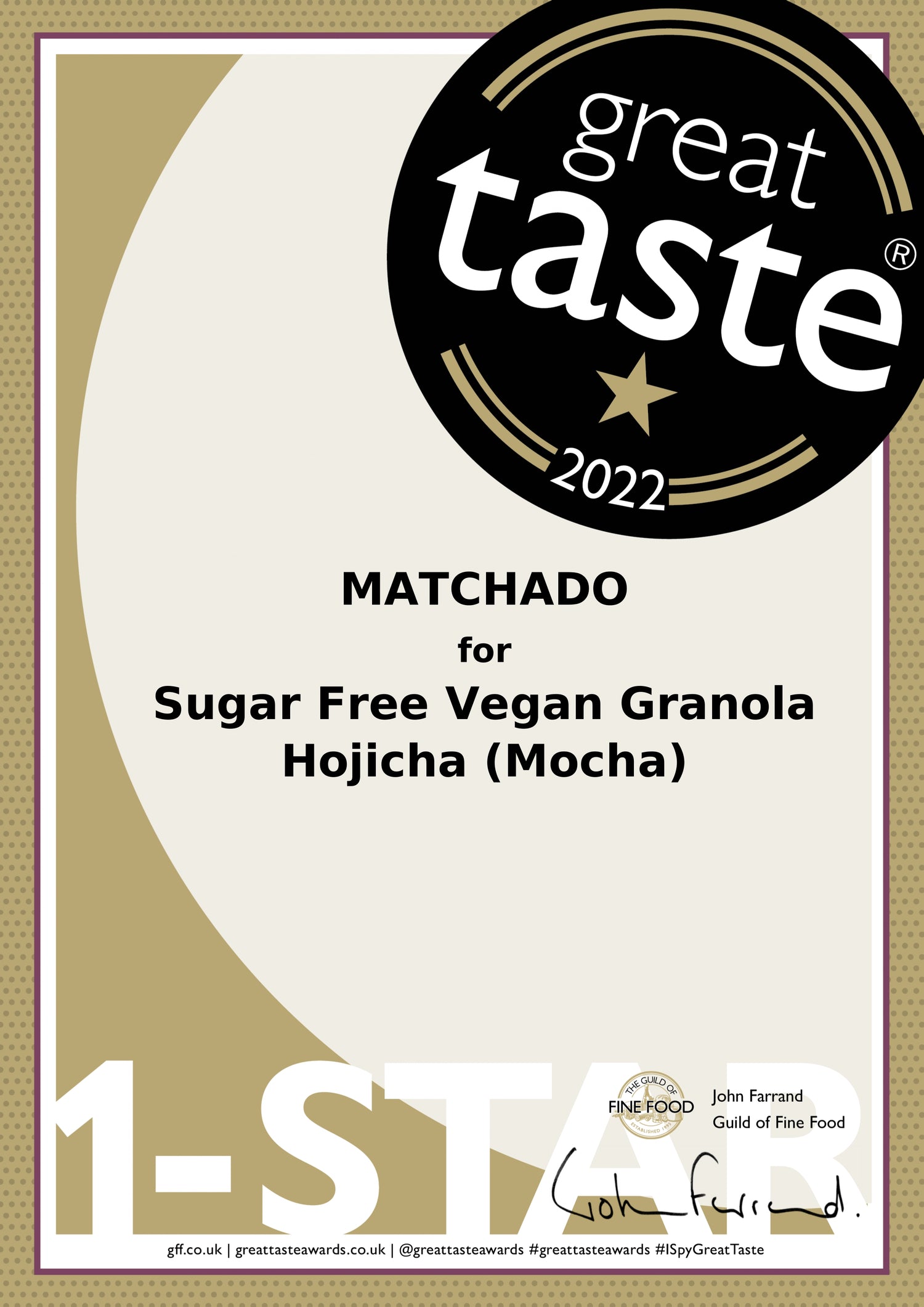 MATCHADO Vegan Hojicha Granola - Great Taste Award Winner 2022 - Sugar-Free &amp; Nutty Roasted Aroma