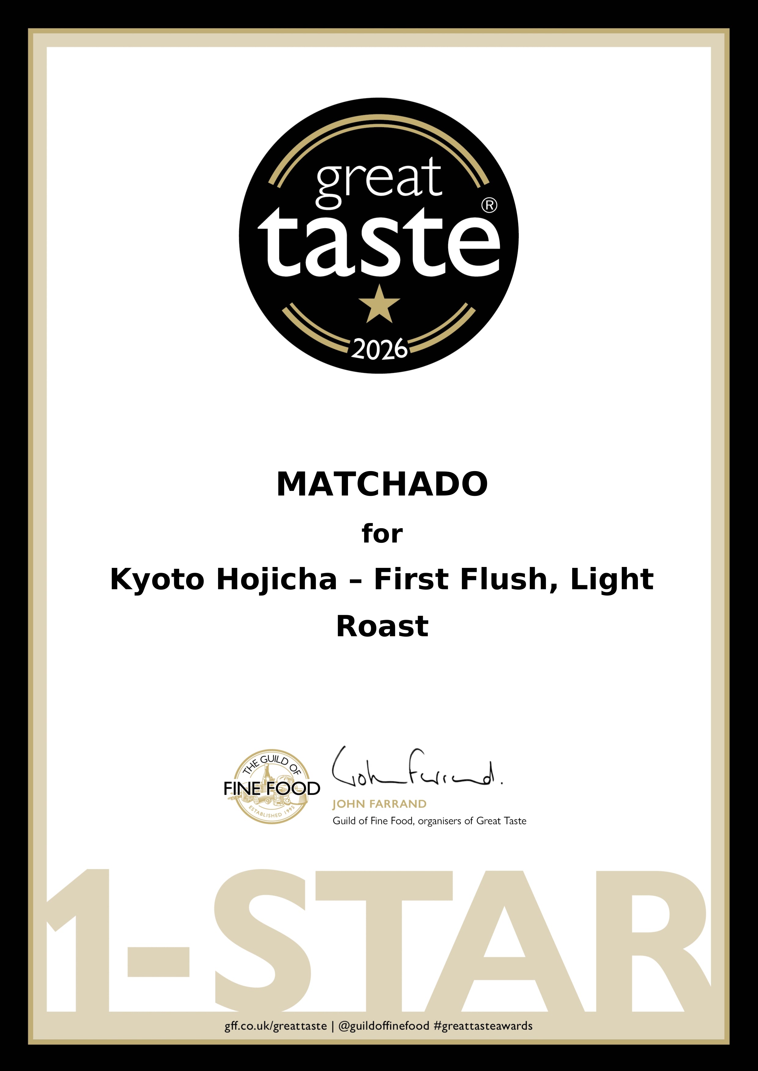 MATCHADO Kyoto Ichibancha Hojicha (Light Roast) - Great Taste Award Winner 2026 - First Flush Powder - Green-Brown Hue &amp; Delicate Umami