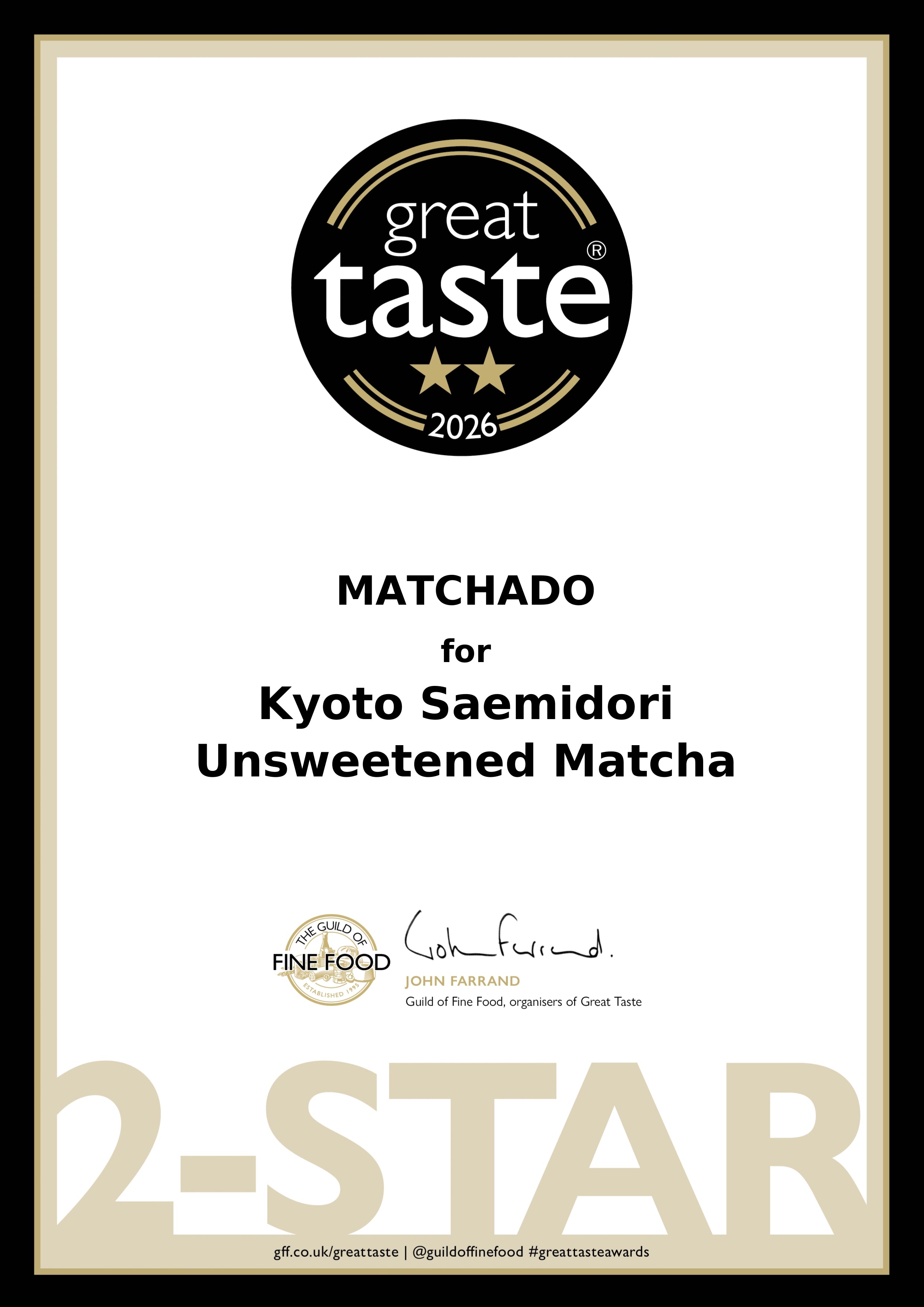 MATCHADO Kyoto Saemidori Unsweetened Matcha - Great Taste Award Winner 2026 - Single Origin - Bright Green &amp; Delicate Floral Notes