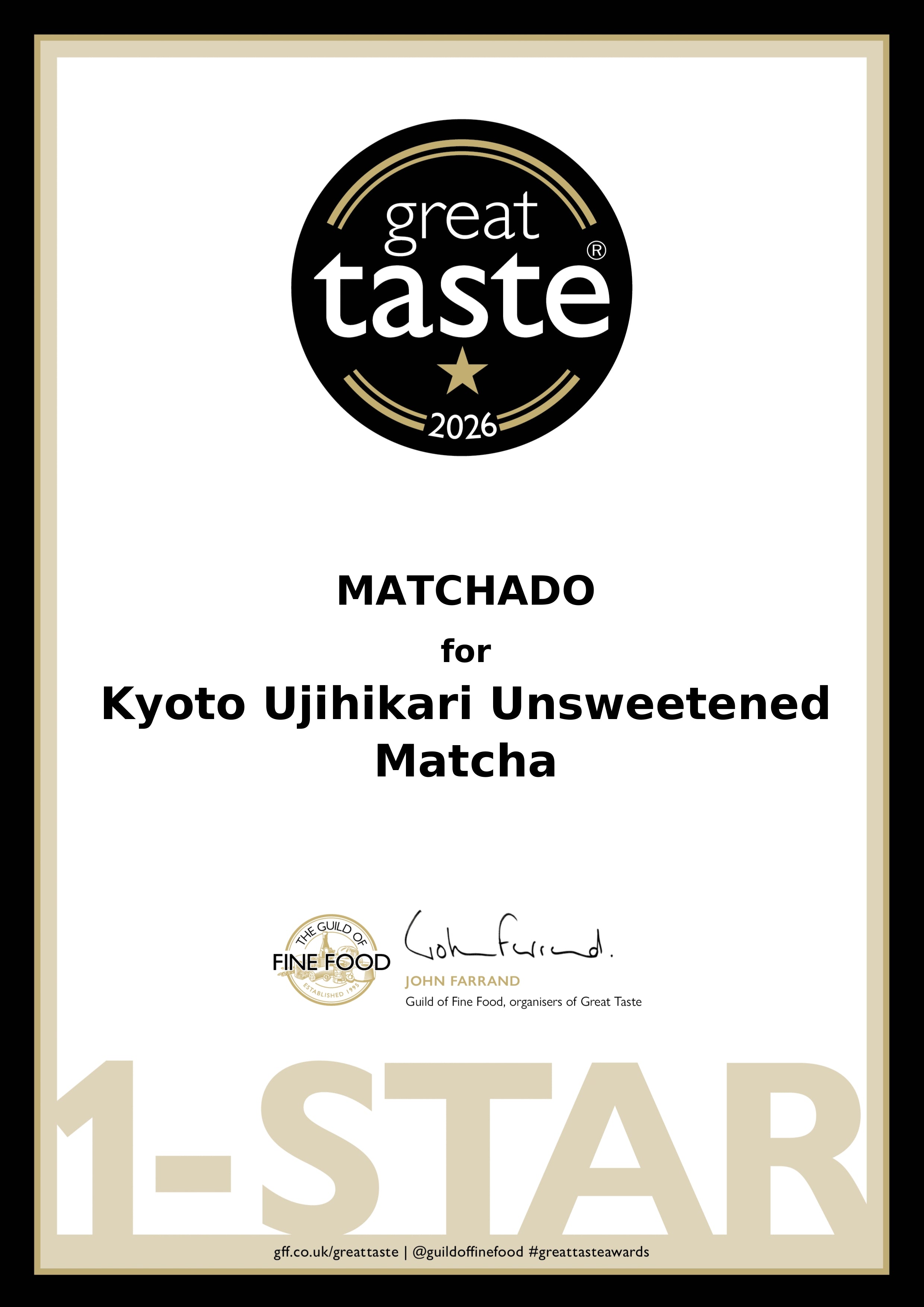 MATCHADO Kyoto Ujihikari Unsweetened Matcha - Great Taste Award Winner 2026 - Single Origin - Creamy &amp; Subtly Savoury Flavour