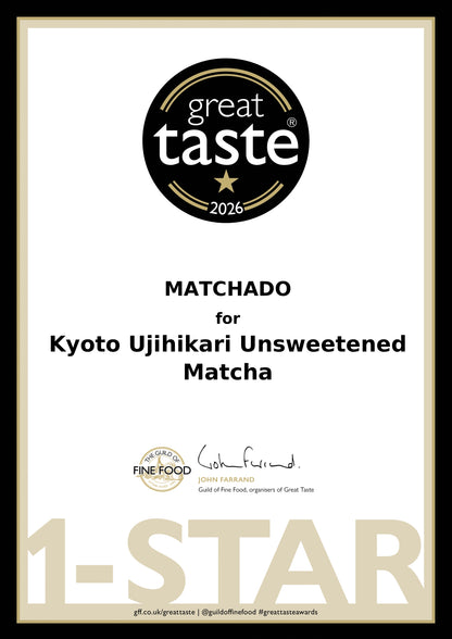 MATCHADO Kyoto Ujihikari Unsweetened Matcha - Great Taste Award Winner 2026 - Single Origin - Creamy &amp; Subtly Savoury Flavour