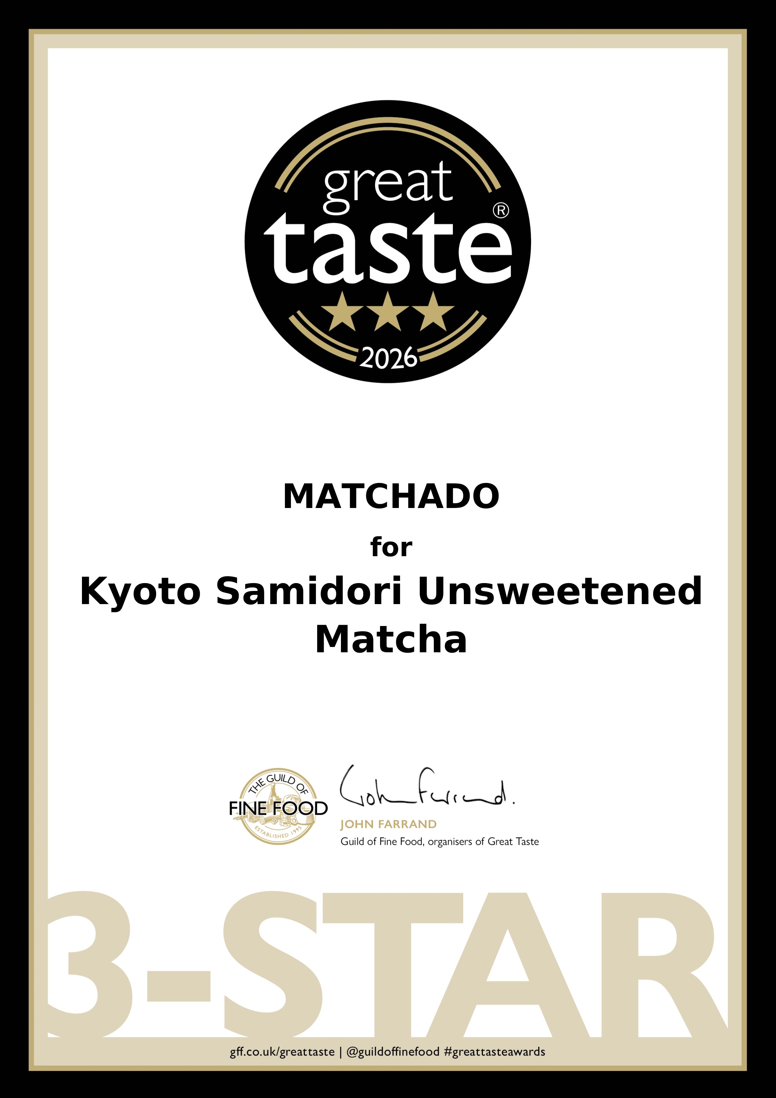 MATCHADO Kyoto Samidori Unsweetened Matcha - Great Taste Award Winner 2026 - Single Origin - Refined Finish &amp; Balanced Aroma