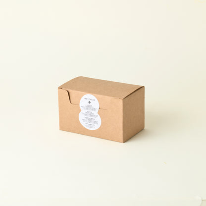 MATCHADO Japanese Cream Biscuit Trio. Kraft paper box with a white label on a beige background