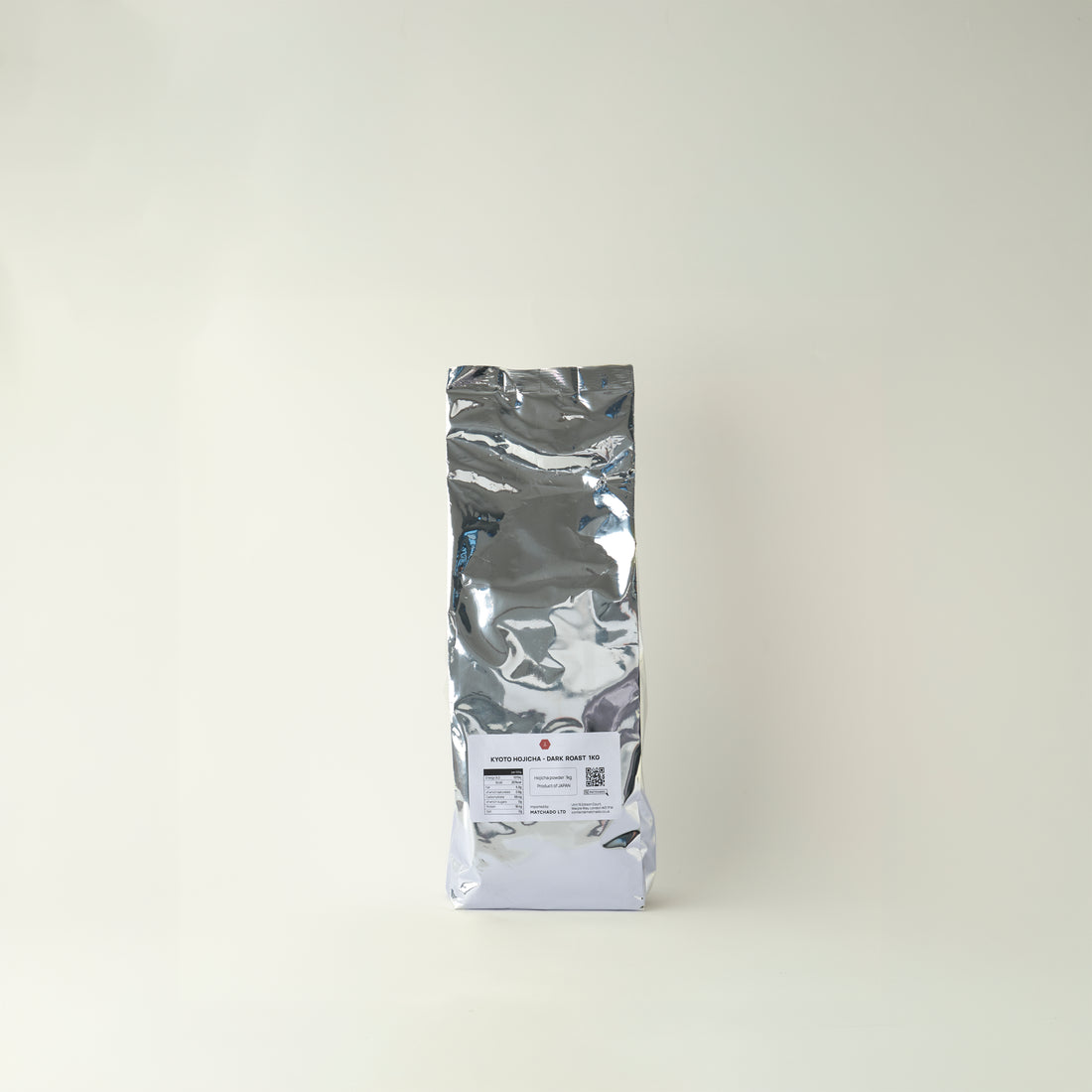MATCHADO Kyoto Hojicha - Dark Roast (Wholesale). Silver metallic packaging on a white background