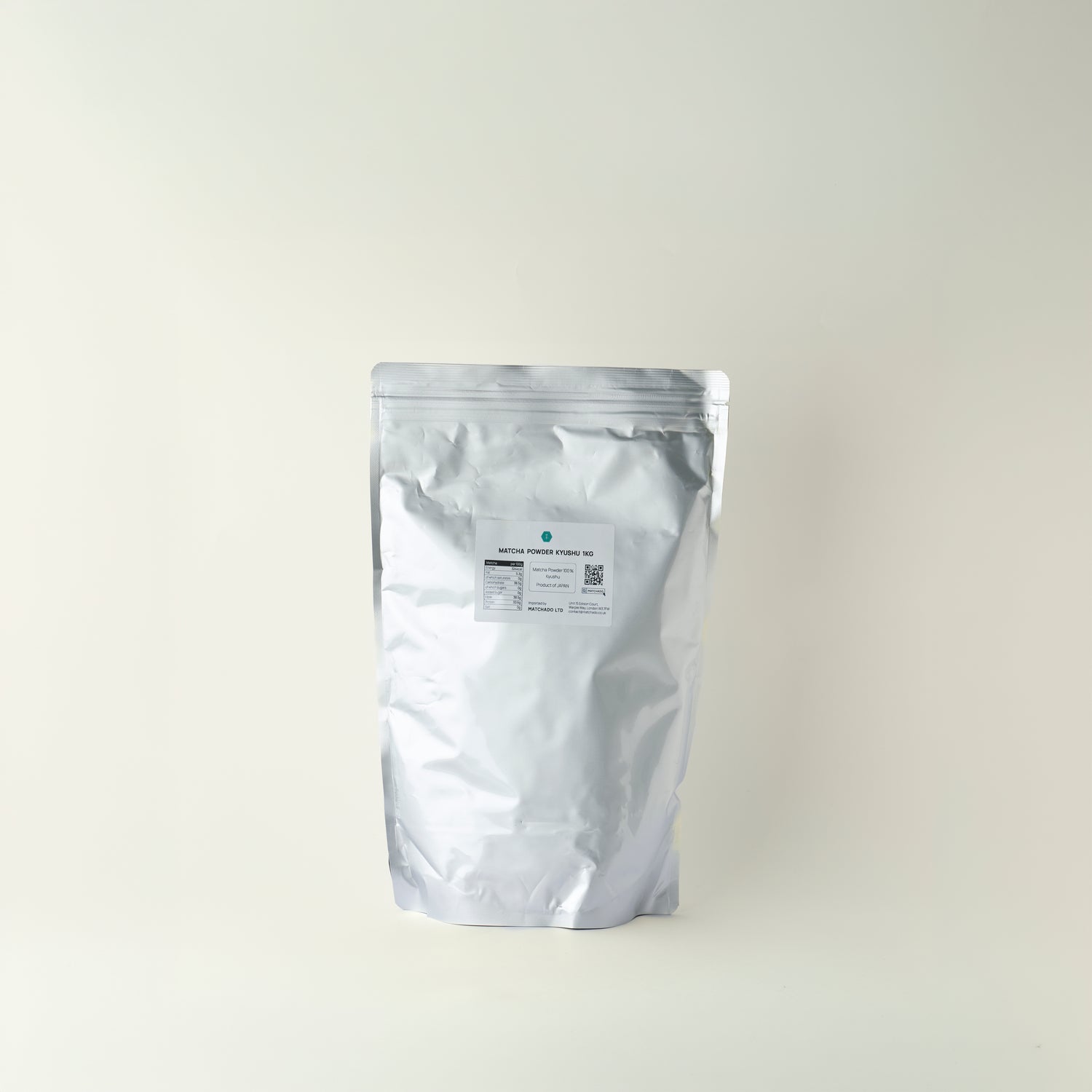 Silver foil packaging on a white background. MATCHADO Kyusyu Premium 