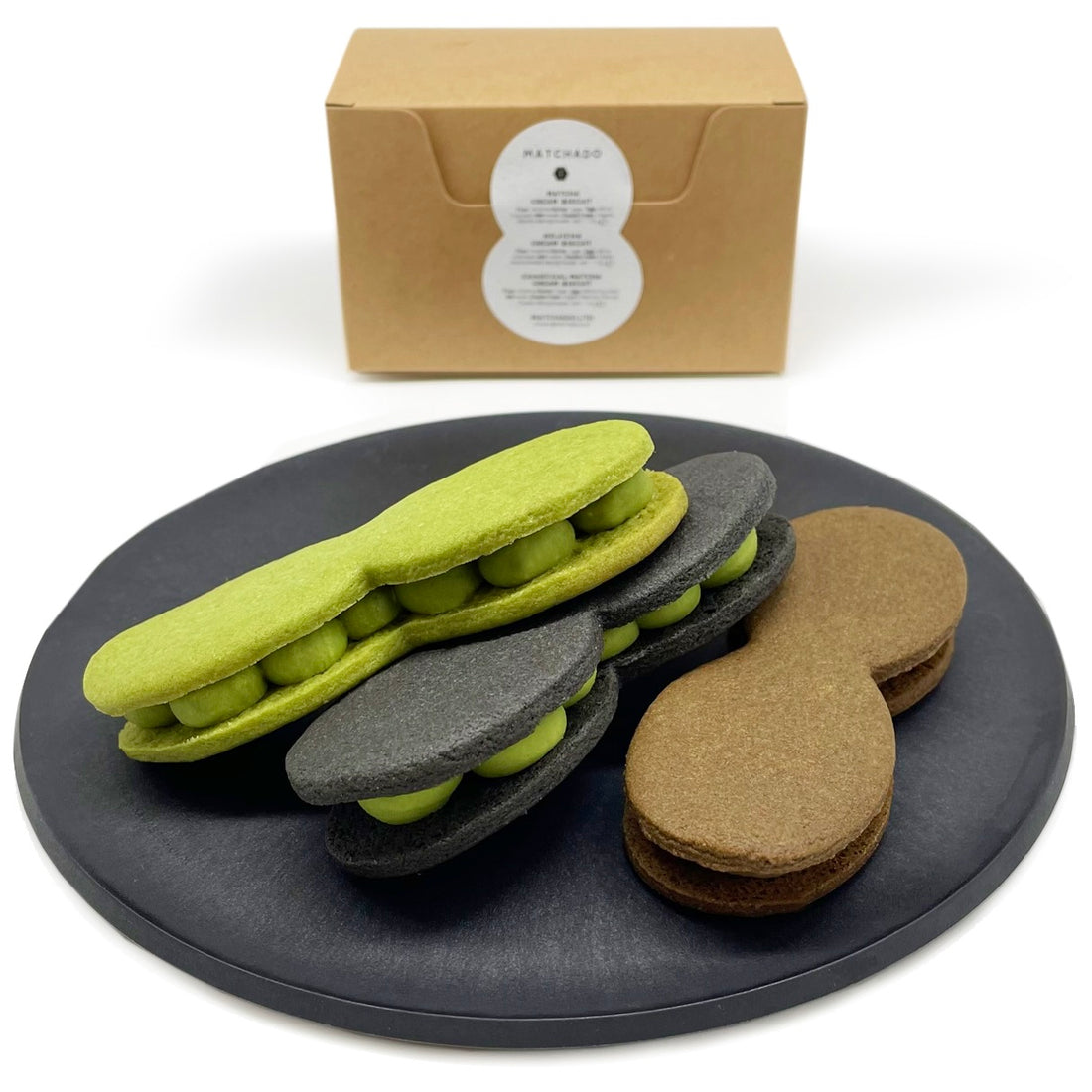 Japanese Cream Biscuit Trio - 3 flavours - matcha, black sesame, hojicha
